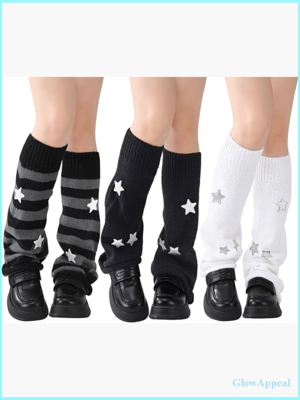 Star Knitted Leg Warmers Y2K Kawaii Harajuku Streetwear Goth Lolita Winter